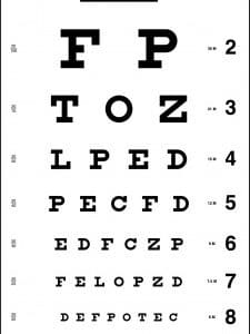 Cartilla de Snellen para revision a 6 metros blanco y negro 60 x 38 cm-0