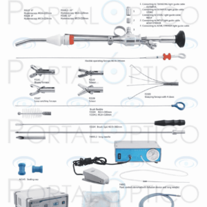 set de Histeroscopia de 6.6 mm de diametro y 220mm de longitud ligeramente angulado con canal de trabajo y set de instrumentos y accesorios como se muestran en la imagen-0